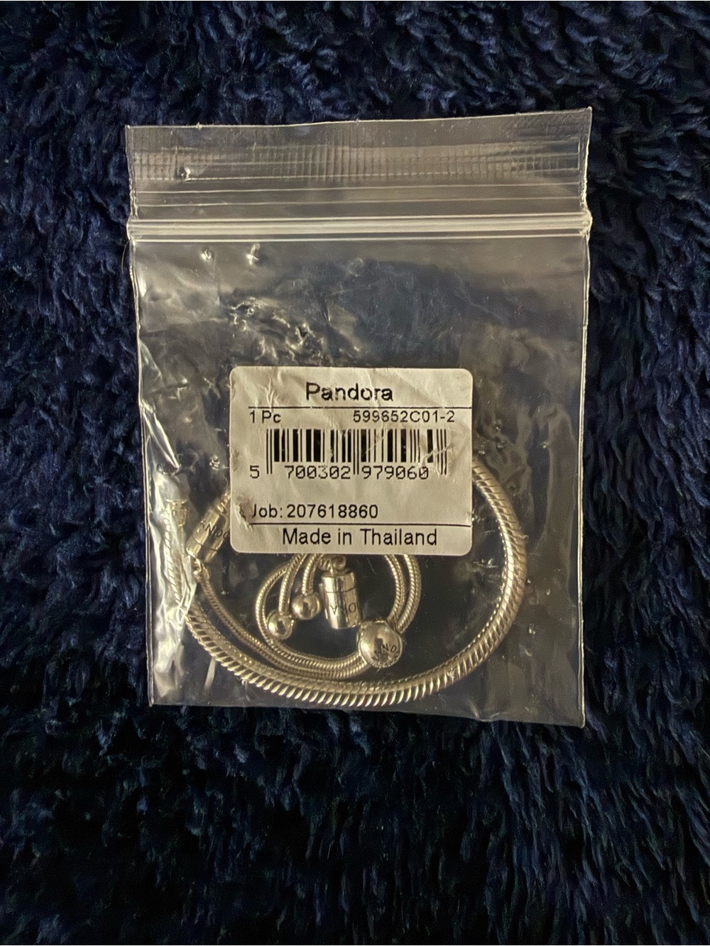 Pandora Sterling Silver Snake Chain Bracelet with Logo Clasp - Silver